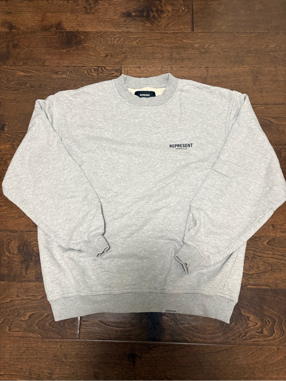Represent Small-Logo Crewneck Sweatshirt in Light Heather Gray